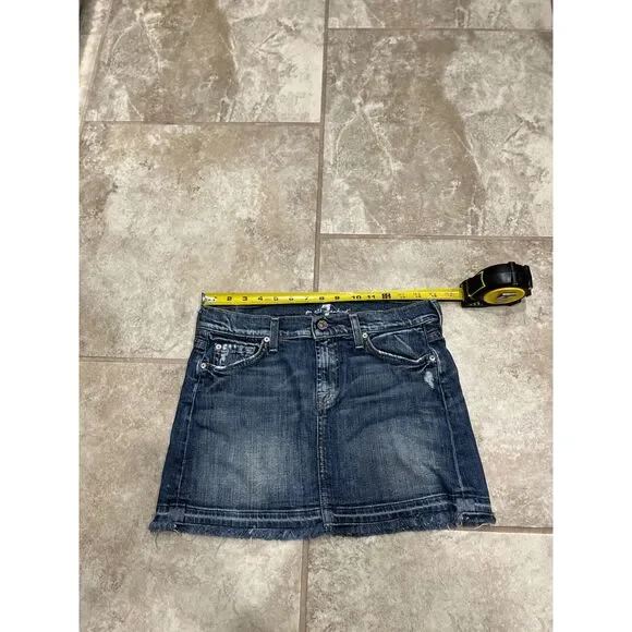 7 For All Mankind Raw Hem Jean Skirt - Size 28 - Picture 7 of 13